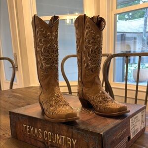 Brown Embroidered Cowboy Boots